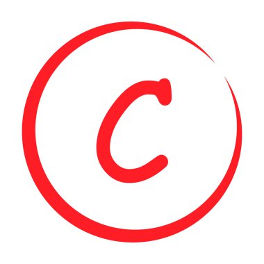C sınıfı sonuç. Kırmızı renkli el çizimi simgesi. Test sınav işareti rapor vektör illüstrasyonu .