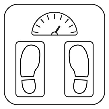 Ağırlık ölçeği simgesi, sağlıklı diyet vücut sembolü, kalori ölçümü kaybı vektör illüstrasyonu .