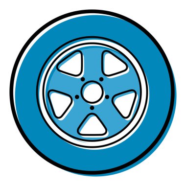 Otomobil tekeri simgesi, araç tekerleği jant sembolü, otomotiv yarışı spor tabelaları illüstrasyonu .