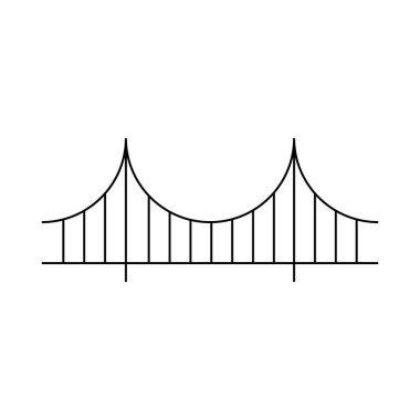 Siluet köprü simgesi, kentsel mimari tasarım, seyahat çizgisi inşaat sembolü illüstrasyonu .