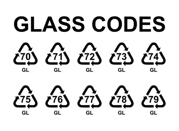 Set Glas Symbool Ecologie Recycling Teken Geïsoleerd Witte Achtergrond Pictogram — Stockvector