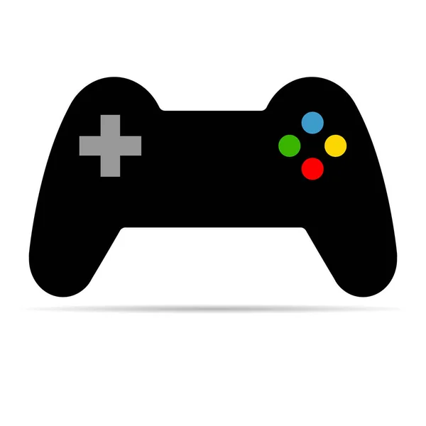 コンソールゲームパッドのアイコンの影 ジョイスティックガジェット技術のボタンのイラストは 楽しいゲームをプレイ — ストックベクタ
