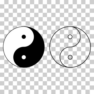 Yin yang uyum ve dengenin sembolü, beyaz arkaplanda izole çizgi koleksiyonu simgesi. Japon kültürü .