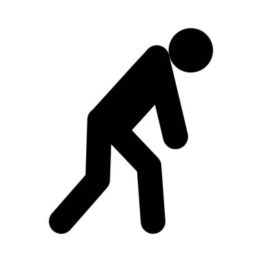 Yorgun adam ikonu, uyku duygusu yorgun işareti, sıkılmış konsept sembolü, grafik vektör çizimi .