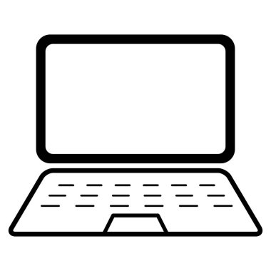 Laptop düz web simgesi, dizüstü bilgisayar teknolojisi sembolü, boş ekran vektör illüstrasyonu .