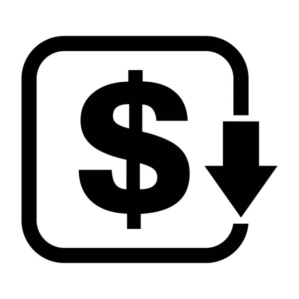 Költségcsökkentés Csökkenő Dollár Ikon Vektor Szimbólum Kép Elszigetelt Háttér — Stock Vector