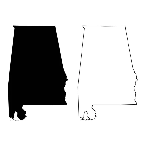 Conjunto Forma Alabama Estados Unidos América Ilustração Vetorial Símbolo Ícone — Vetor de Stock