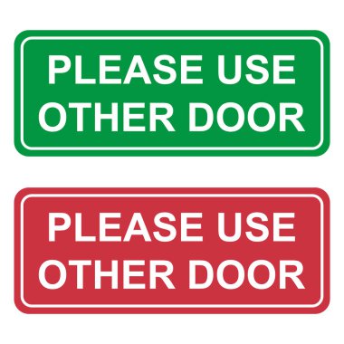 Lütfen diğer kapı grafik simgesi, bilgi etiketi, metin yönü vektör illüstrasyonuna dikkat edin .