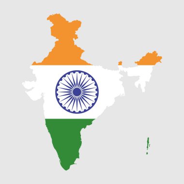 Hindistan haritası, seyahat coğrafyası ikonu, ulus ülkesi Hint atlası bölgesi, vektör illüstrasyonu .