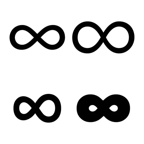 Zestaw Nieskończoności Ikona Geometryczna Matematyczny Symbol Tatuażu Nieskończony Abstrakcyjny Kształt — Wektor stockowy