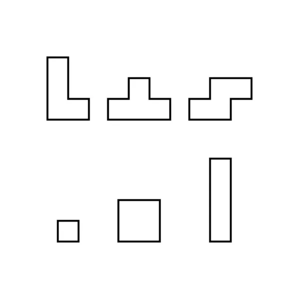 Set Van Kleur Tetris Blok Kleur Puzzel Pictogram Logica Leuk — Stockvector