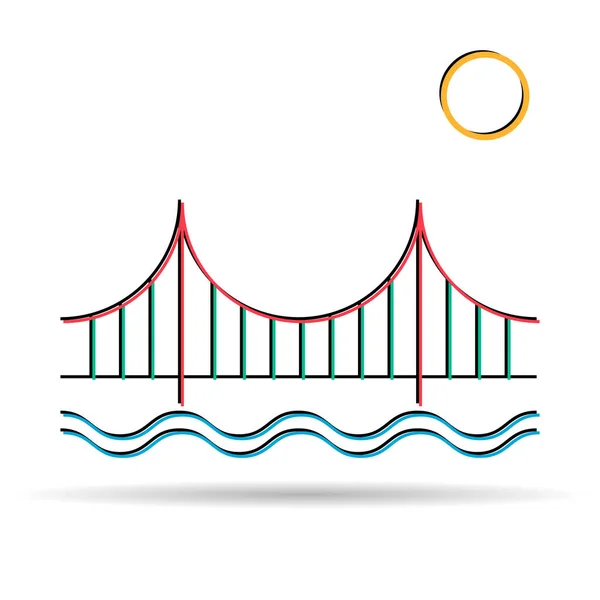 Значок Моста Силуэта Тенью Дизайн Городской Архитектуры Векторная Иллюстрация — стоковый вектор