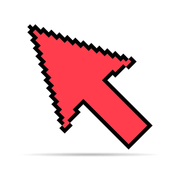 Pijl Pixel Pictogram Schaduw Web Cursor Klik Muissymbool Computer Pointer — Stockvector