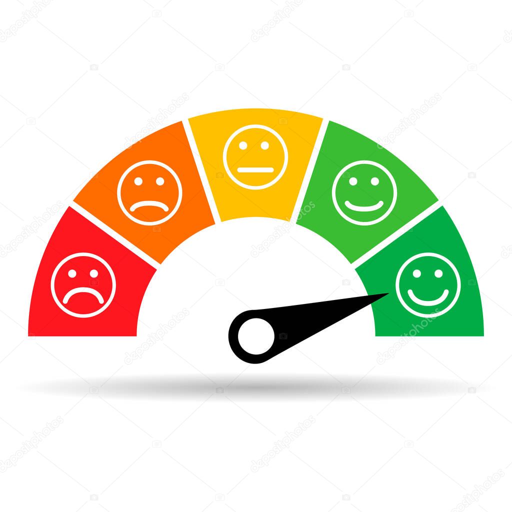 Customer satisfaction meter shadow icon, graph rating measure business report vector illustration .
