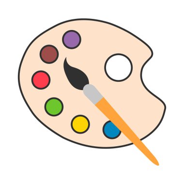 Renkli düz sanat aracı paleti, sanatçı web tasarımı grafik çizimi illüstrasyonu .