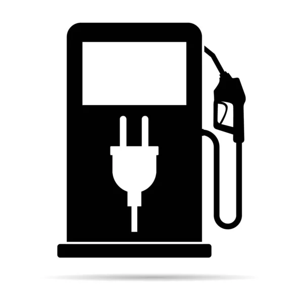 Gölgeli Benzin Istasyonu Simgesi Logo Vektörü Izole Edilmiş Benzin Dizaynı — Stok Vektör
