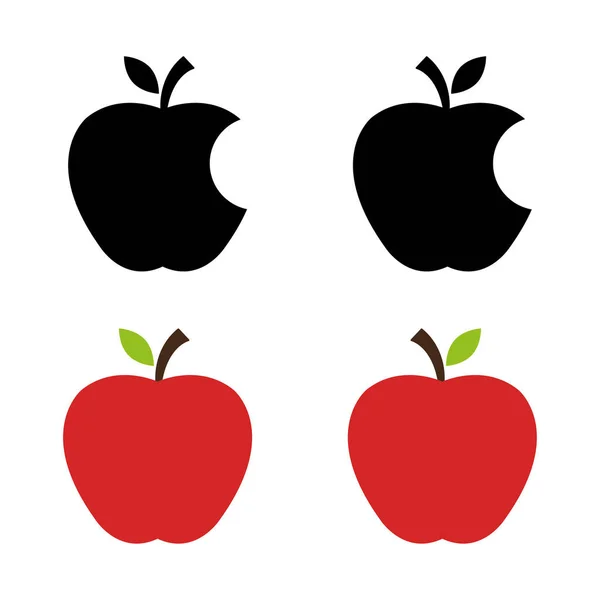 Set Apple Icon Healthy Raw Symbol Foot Sweet Fruit Vector — Stockvektor