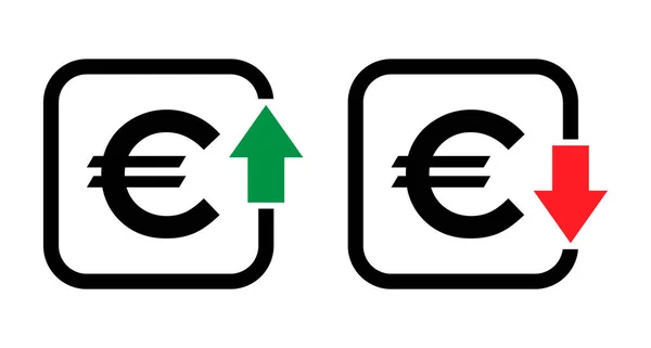 Set Cost Symbol Euro Increase Decrease Icon Money Vector Symbol — Stockvector