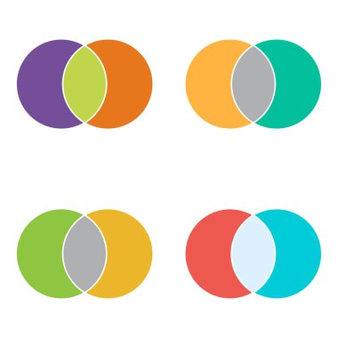 Venn diyagram kümesi matematik vektörü, negatif uzay, renk modern simgesi - beyaz arkaplanda izole .