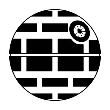 Ölüm Yıldızı simgesi, gezici uzay istasyonu sembolü, daire şeklindeki gezegen vektör çizimi .