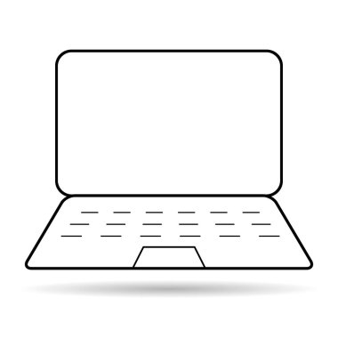 Laptop düz web simgesi gölgesi, dizüstü bilgisayar teknolojisi sembolü, boş ekran vektör illüstrasyonu .