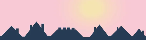 Ikona Sylwetki Dachu Domu Panorama Koncepcji Miasta Ilustracja Wektora Krajobrazu — Wektor stockowy