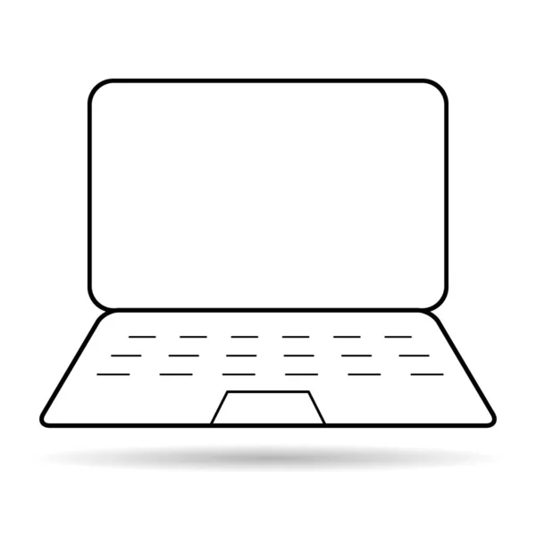 Laptop Platt Webb Ikon Skugga Bärbar Dator Teknik Symbol Tom — Stock vektor