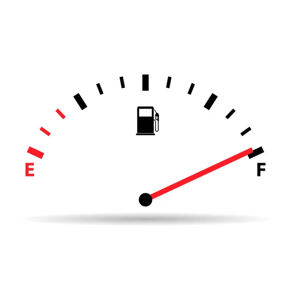 Fuel Car Indicator Icon Shadow Gauge Petrol Automobile Meter Symbol — Stock Vector