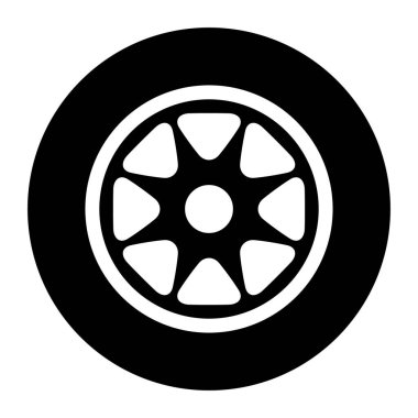 Otomobil tekeri simgesi, araç tekerleği jant sembolü, otomotiv yarışı spor tabelaları illüstrasyonu .