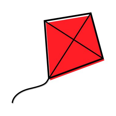 Uçurtma simgesi, hobi açık hava aktivite sembolü, rüzgar hava oyunu illüstrasyonu .