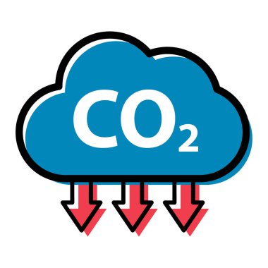 CO2 bulut simgesini, temiz küresel emisyonu, çevre eko tasarım sembolü illüstrasyonunu azaltır .