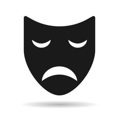 Tiyatro yüzü ikon gölgesi, duygu aktörü komedi ve drama sembolü, festival işareti vektör illüstrasyonu .