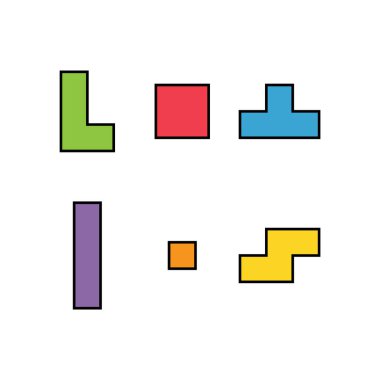 Renk tetris bloğu, renk bulmacası simgesi, mantık eğlencesi oyun çizimi .