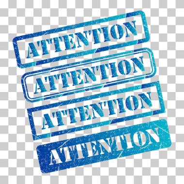 Dikkat pul sembolü seti, etiket etiketi işaret düğmesi, metin sancak vektör illüstrasyonu .