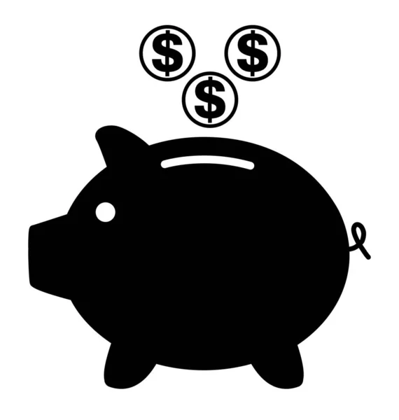 Свинячий Банк Плоский Значок Знак Вектор Доларовим Веб Символом Грошовий — стоковий вектор