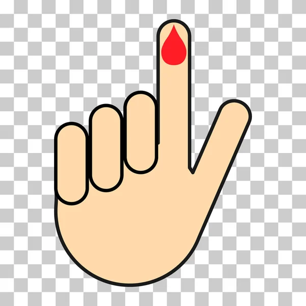Χέρι Δάχτυλο Σταγόνα Εικονίδιο Του Αίματος Ιατρική Υγεία Σύμβολο Δοκιμής — Διανυσματικό Αρχείο