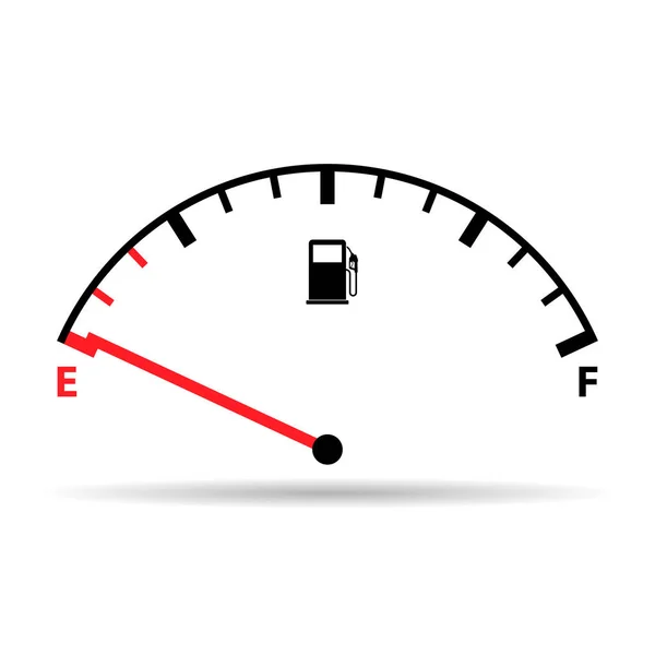 Brandstof Auto Indicator Pictogram Schaduw Gauge Benzine Auto Meter Symbool — Stockvector