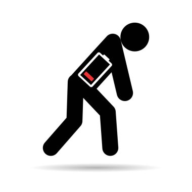 Gölgeli yorgun adam simgesi, uyku hissi yorgun işareti, sıkılmış konsept sembolü, grafik vektör çizimi .