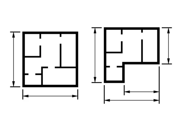 一套住宅平面图图标 建筑草图设计 住宅建设项目矢量图解 — 图库矢量图片