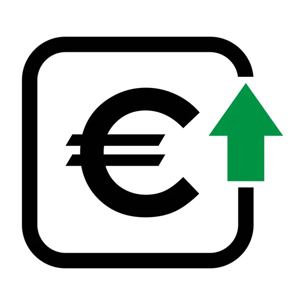 Símbolo Custo Ícone Aumento Euro Símbolo Vetor Renda Isolado Fundo — Vetor de Stock