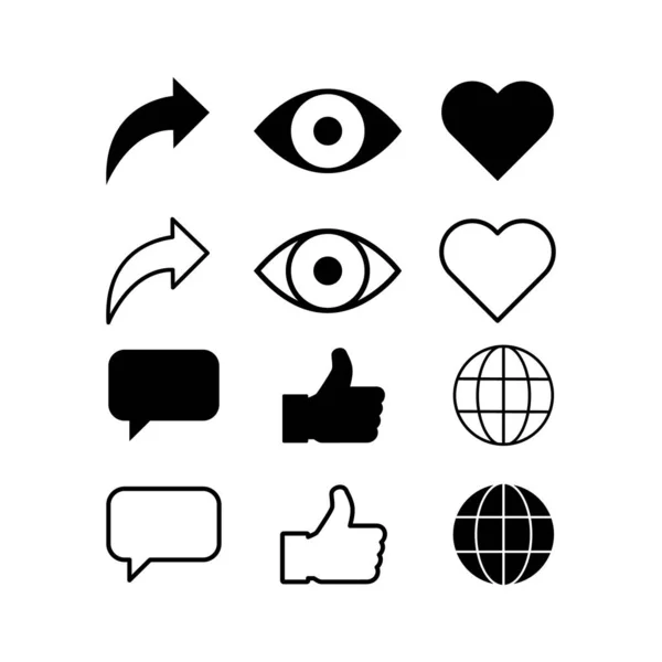 Ensemble Boutons Interface Pour Conception Web Symbole Icône Médias Sociaux — Image vectorielle