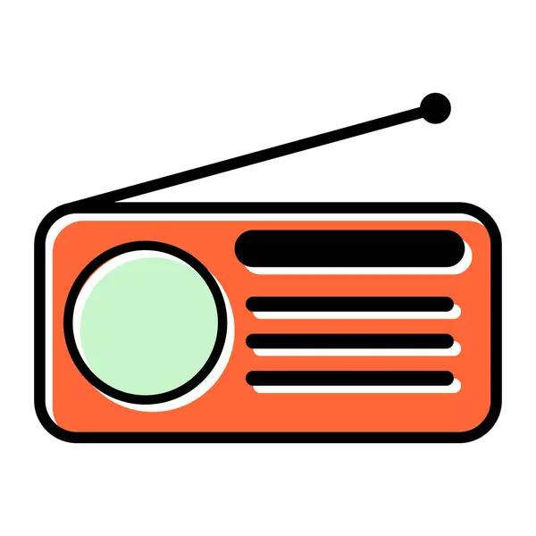 レトロなラジオ局のアイコン フラット隔離された音楽サウンドメディアボタン ウェブベクトルイラスト — ストックベクタ