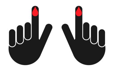 Set of Hand finger with drop blood icon, medical health test symbol, control measurement vector illustration .