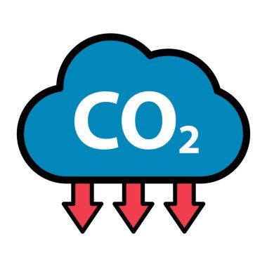 CO2 bulut simgesini, temiz küresel emisyonu, çevre eko tasarım sembolü illüstrasyonunu azaltır .