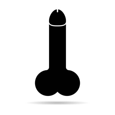Man anatomy organ shadow, penis pictogram icon, masculine genital web graphic vector illustration .