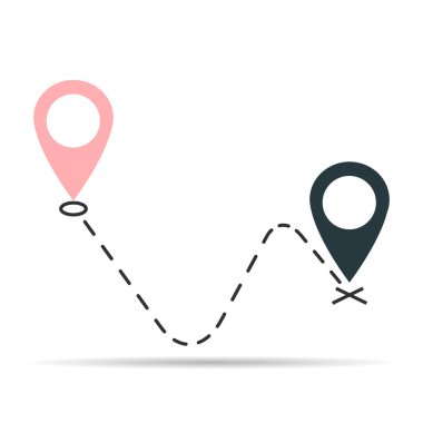 Duyuru tasarım gölgesini, konum vektör simgesi işaretçisini, navigasyon illüstrasyonunu taşıdık. .