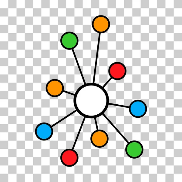 Hub Flat Network Icon Connect Structure Vector Symbol Isolated Background — 스톡 벡터