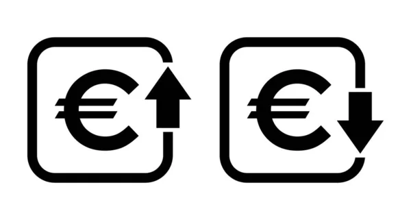 Set Cost Symbol Euro Increase Decrease Icon Money Vector Symbol — Wektor stockowy