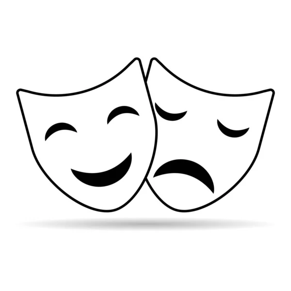 Set Von Theater Gesichtsmaske Symbol Schatten Emotionen Schauspieler Komödie Und — Stockvektor