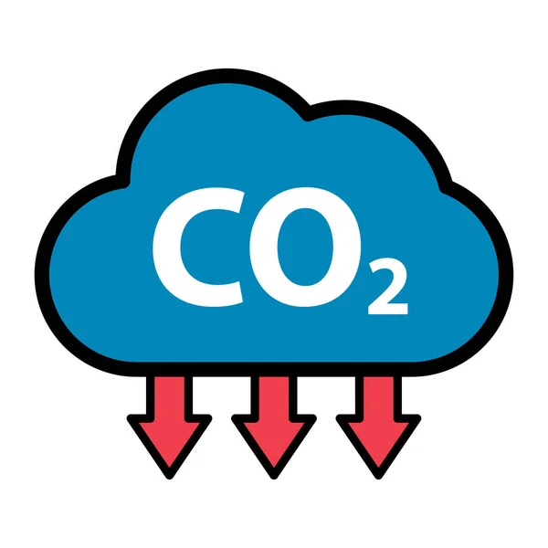 Co2 Reductie Cloud Pictogram Schone Wereldwijde Emissie Milieu Eco Ontwerp — Stockvector